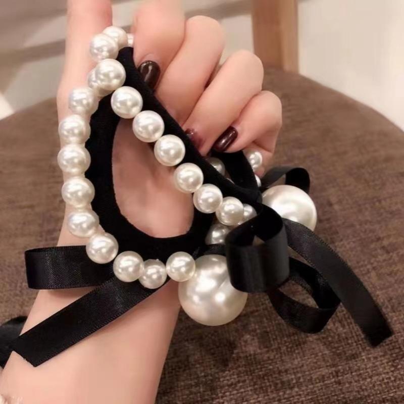 Fashion Woman Big Pearl Hair Ties Korean Style Hairband Scrunchies Girls Ponytail Holders Rubber Band Hair Accessories