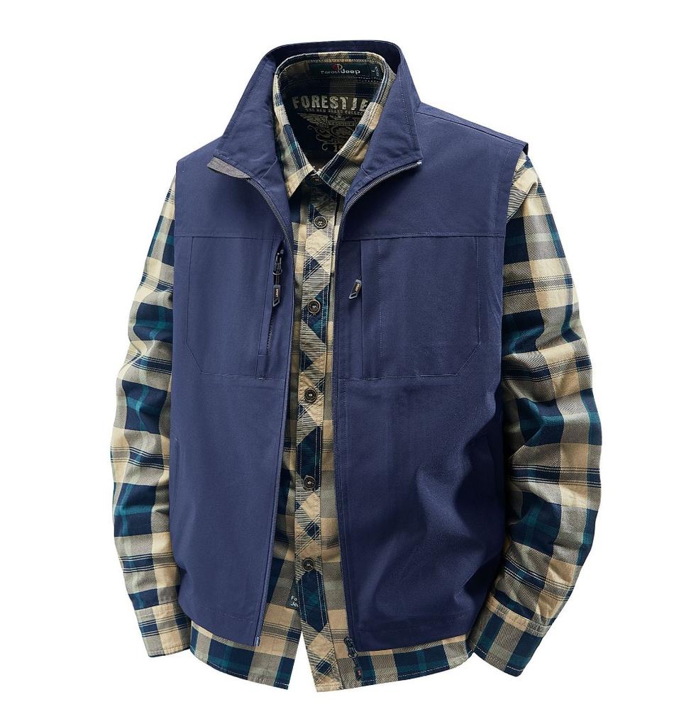 Летний мужской уличный дышащий жилет без рукавов Мужской повседневный жилет с несколькими карманами Мужской карго сафари рабочий жилет Большой размер 6XL