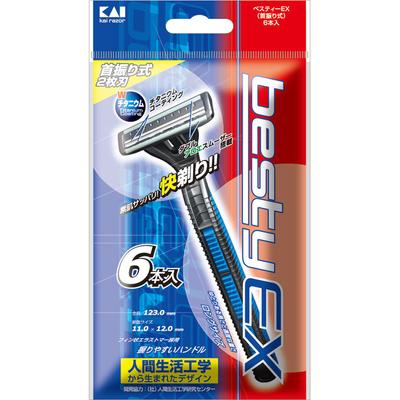 Kaijirushi Razor besty Bestie EX Shaking neck 6 шт. Мужские одноразовые бритвы для мужчин<Quality indication> Лезвие: Нержавеющая сталь / длина 35 мм, Титан