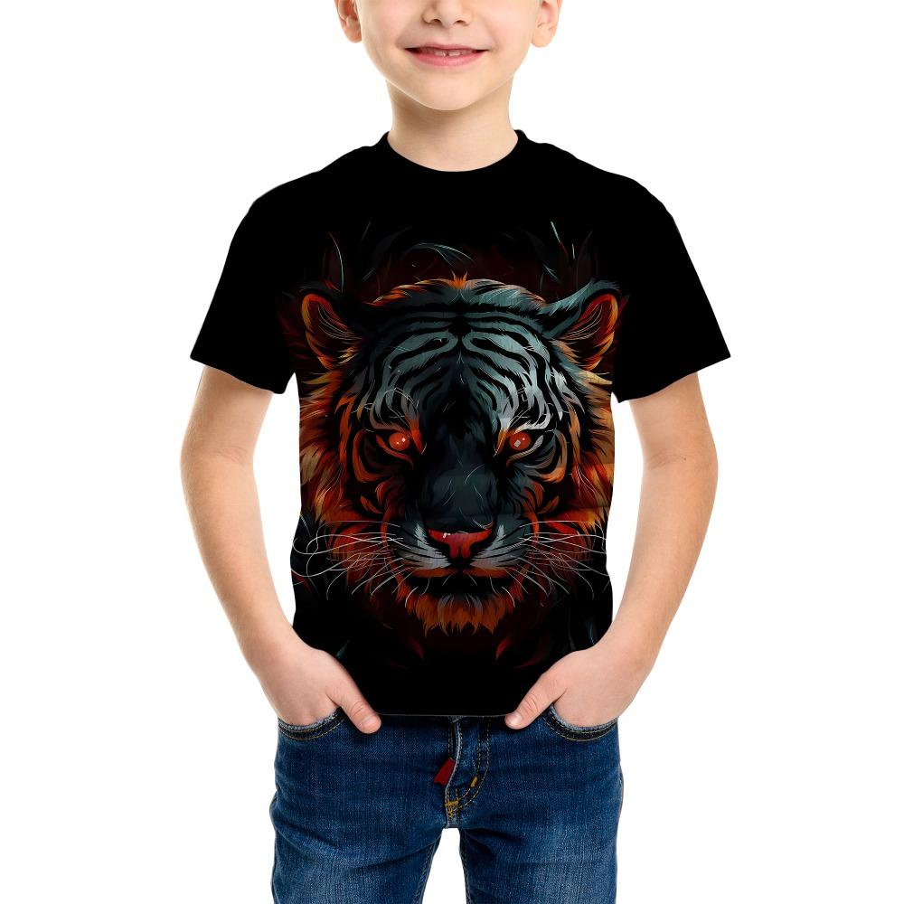 Модная 3D-печатная футболка для мальчиков - с коротким рукавом, круглым вырезом, повседневная уличная одежда, подходит для молодежного дизайна с велосипедом