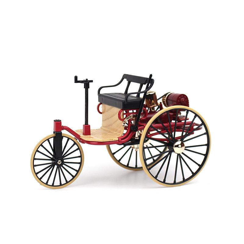 1:12 Трехколесная классическая модель автомобиля Модель из сплава Моделирование ретро трехколесной классической машины