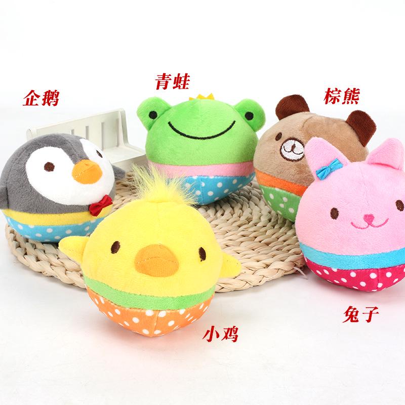 Симпатичные 1 шт. мультяшные плюшевые круглые мягкие игрушки для собак, игрушки для собак, цыпленка, лягушки, кролика, собаки, щенка, игрушки