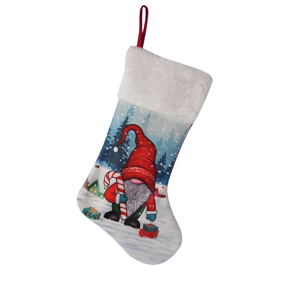 Christmas stockings medium 34cm printed Santa snowman children's gift bag candy bag fireplace pendant