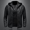 Leather Jacket Men's Autumn and Winter New Casual Hooded Jacket Handsome Motorcycle Jacket Men's Jacket