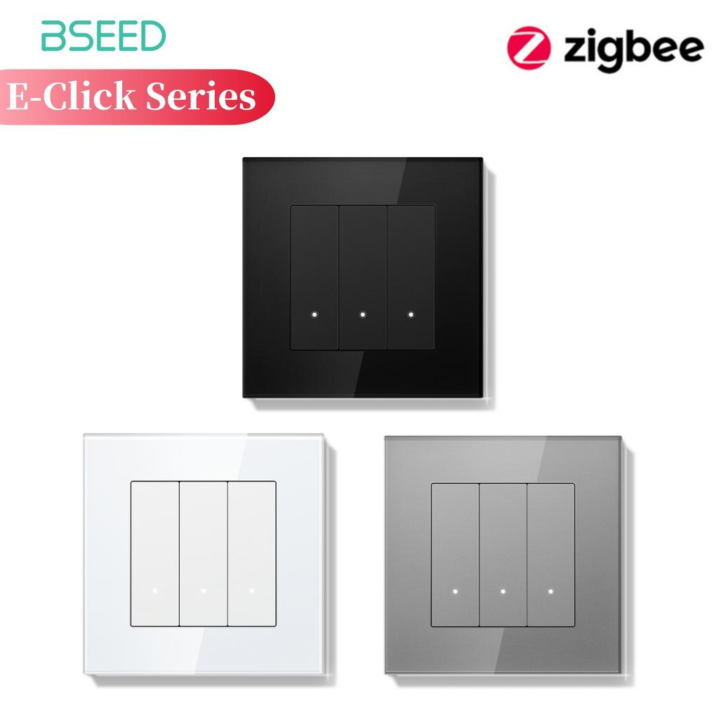 BSEED Серия ZigBee Кнопочные выключатели Настенные Умные Кнопочные Выключатели Света Желтая Подсветка Стеклянная Рамка Переключатель для Приложения Tuya Стандарт ЕС