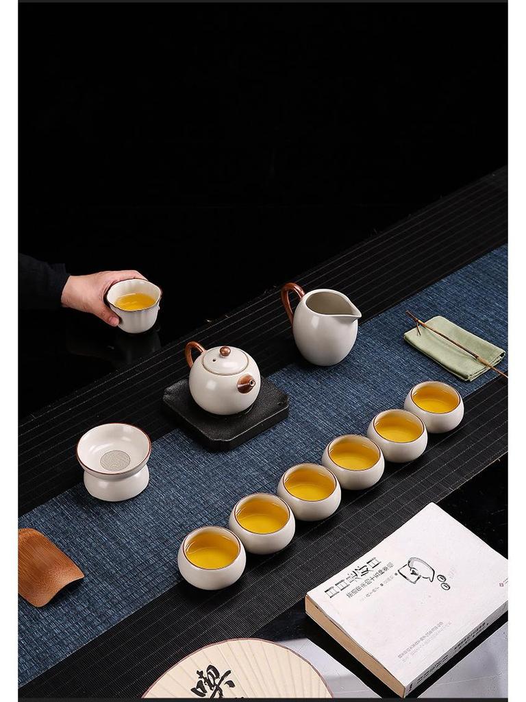 Ru Ware Ceramic Kung Fu Tea Set: Teacup, Teapot, Teabowl, Master Cup, Tea Cup, Six Gentlemen Tools, Tea Wash, Fairness Cup, Office Cup.