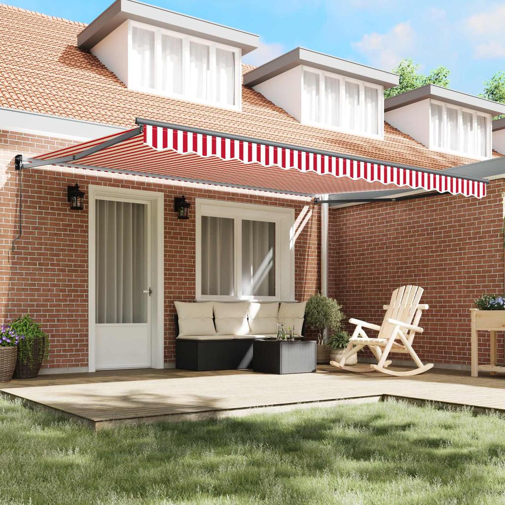 Retractable Awning Red and White 450 x 300 x 165 cm