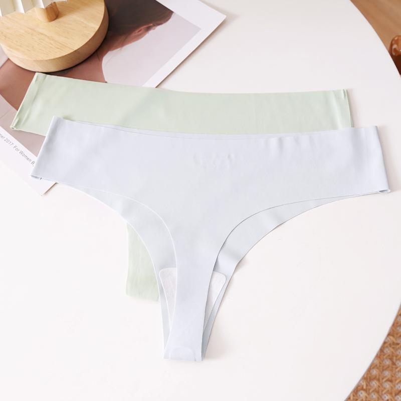 CINOON Women Sexy Seamless Thongs Fashion Low-Rise Ice Silk Ultra-thin G-String Solid Color Soft Comfort Briefs