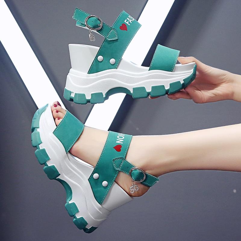 Platform Sandals Women Summer Chunky High Heels Female Wedges Shoes for Women Fish Toe Red Sandalia