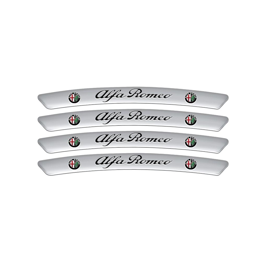WAJDS1 For Alfa Romeo 4pcs Aluminum Car Badge Wheel Rim Sticker Accessories for Alfa Romeo 147 166 Sportwagon Giulietta Mito Giulia Ste