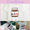 Каваи Харадзюку Женская Повседневная Мода Футболки с Принтом Nutella Кроп-топы Футболка Короткая