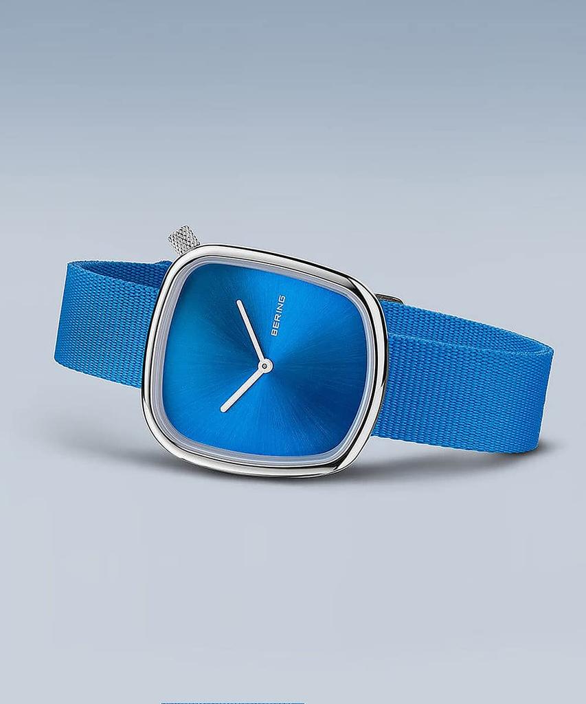 BERING Pebble 18034-308 унисекс часы синий сетчатый ремешок из нержавеющей стали сапфировое стекло