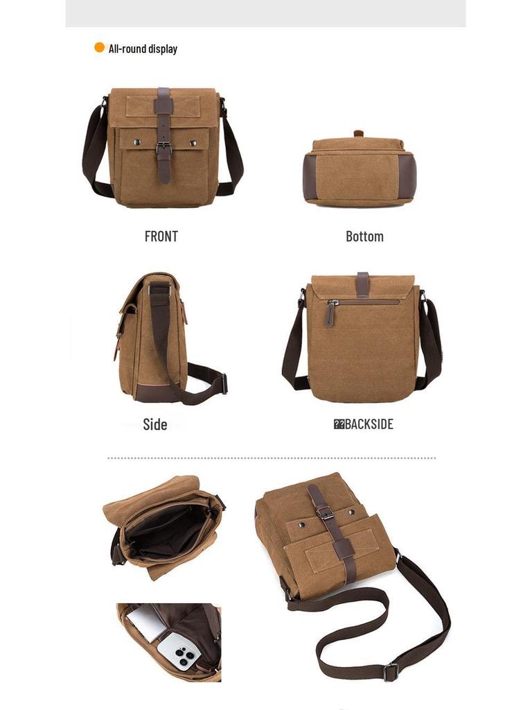 Мужская износостойкая холщовая сумка кроссбоди