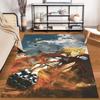 "Anime Style Rug with Warrior and Fire Design, Red and Blue Theme" Suitable for use as an anti-slip for living room bedroom sofas