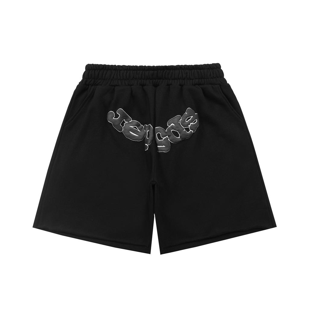 Cross-border European and American trendy brand sp5de spider web letter fake two-piece casual shorts men's and women's high street sports 