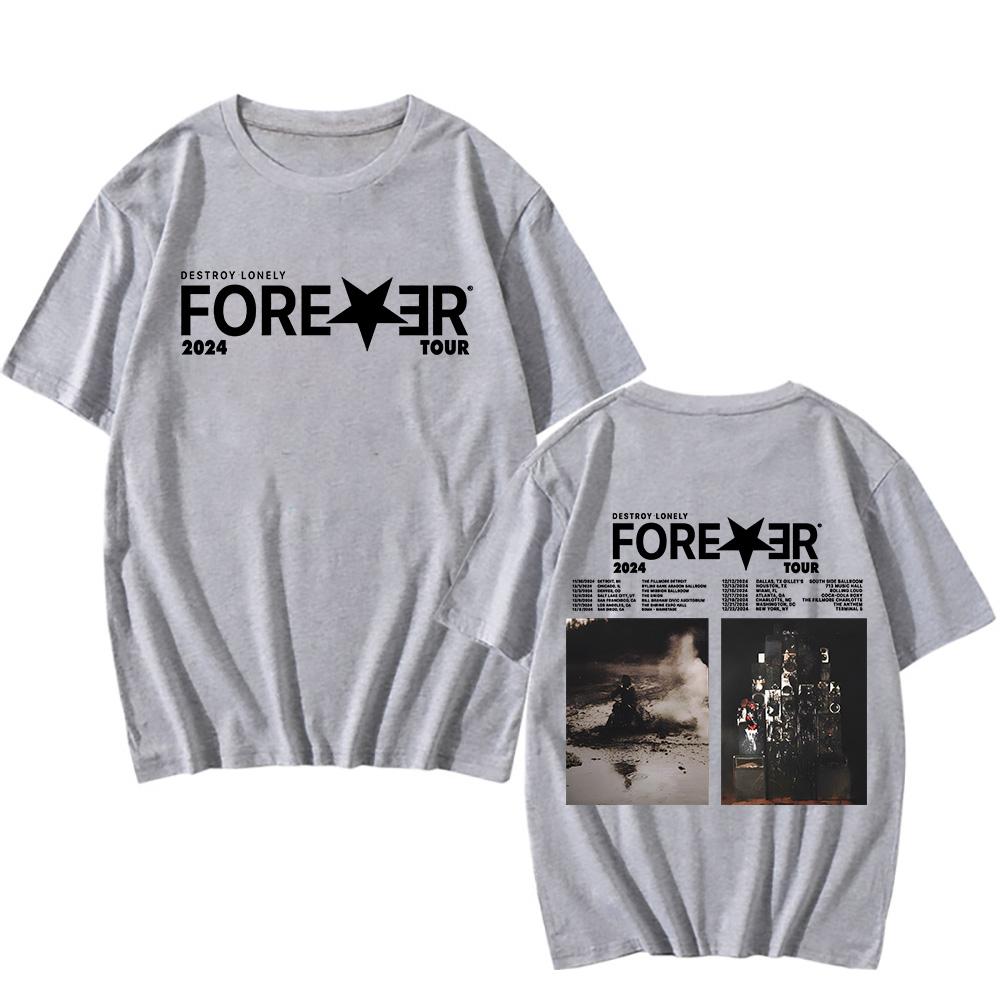 Футболка рэпера Destroy Lonely Cotton Forever Tour Подарки фанатам Двусторонняя классическая футболка с принтом Новые футболки унисекс Топы в стиле хип-хоп и рэп