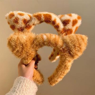 Модная моющая повязка на голову с мультяшным рисунком тигра, повязка на голову с кошачьими ушками, заколка с леопардовыми пятнами