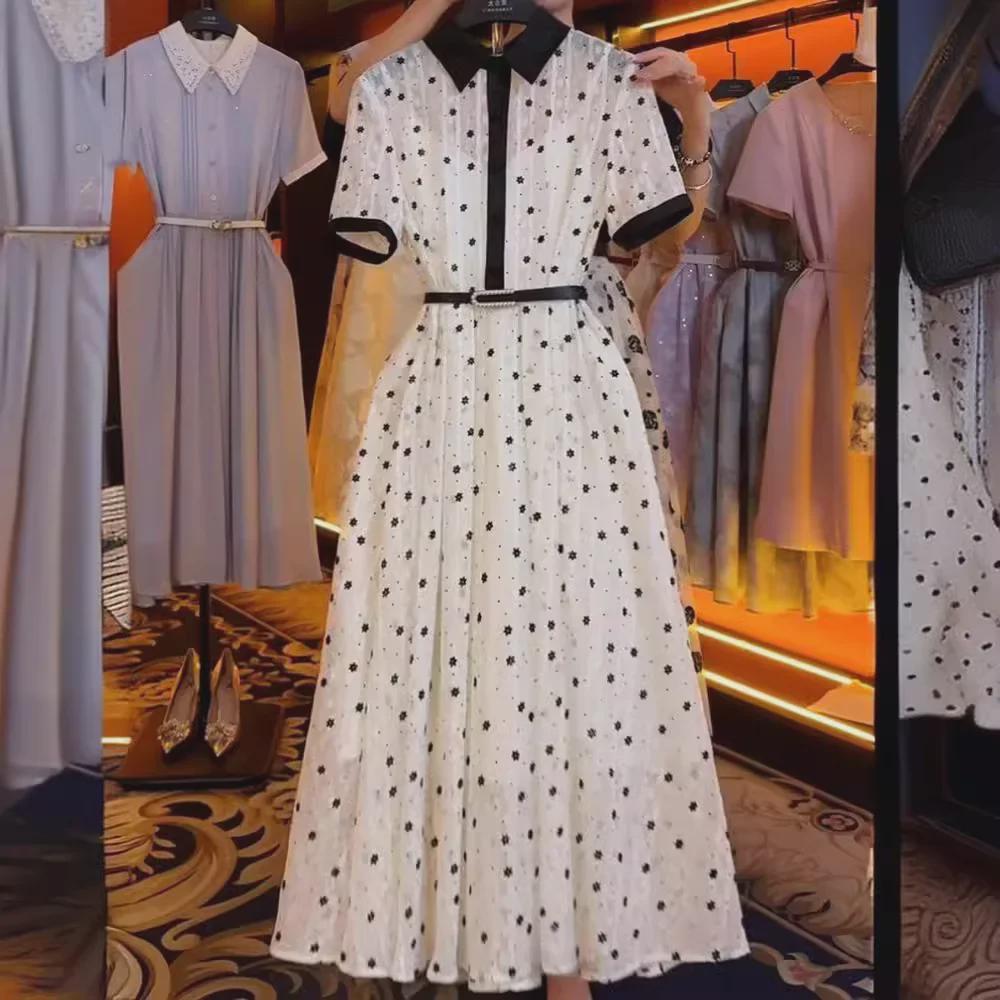 Niche Design 2024 женское летнее чайное платье в горошек - элегантная юбка с французской талией