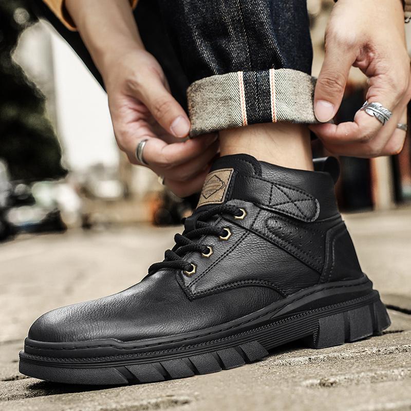 Модные высокие ботинки на шнуровке, базовая модель, бренд, мужские зимние мотоботы, британский стиль, мужские повседневные кожаные ботинки, деловая мужская обувь