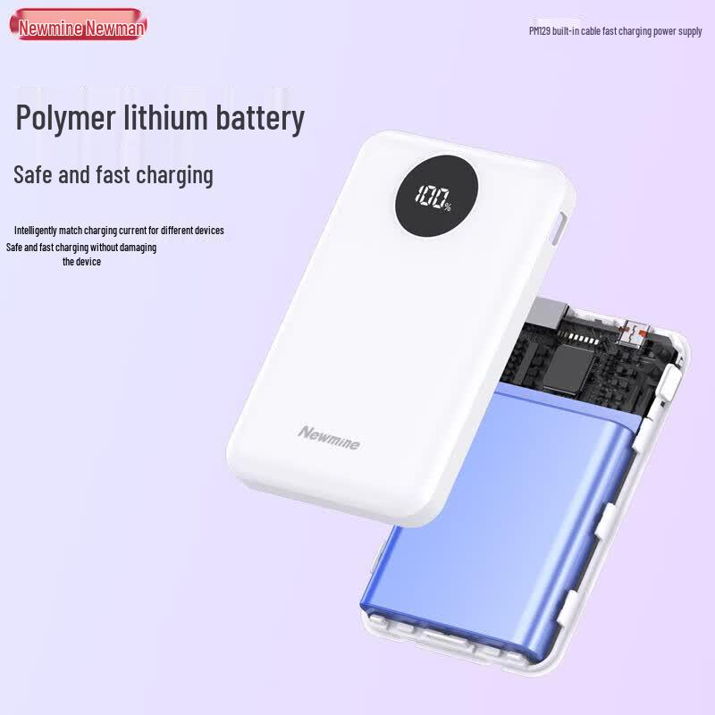 Newmine PM129 10000mAh 22.5W Portable Power Bank with Built-in Cables