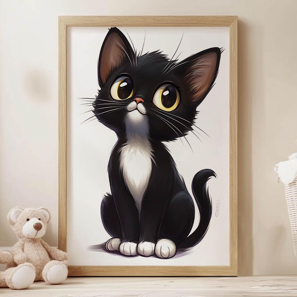 Poster Kitten In White Poster Kitten In White, 50X70 Cm, Unframed, Premium Canvas On Stretcher