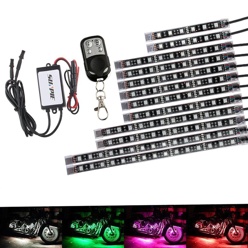 MOTOSTAR LED KIt for Motorcycles, Versatile, RGB Strip Light, 15 Color Patterns, Set of
