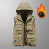 Thick Cotton Vest with Added Fleece, Men's Plus Size, Loose Fitting, Camisole, Warm Vest, Hooded, Casual Thick Jacket