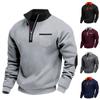 Men's Fleece Heavy Weight Warm Zipper Stand Collar Personality Patch Men Casual Long Sleeve Hoodie