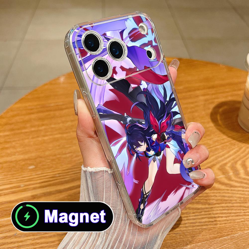 HSR Seele Прозрачный TPU Magsafe Чехол для Мобильного Телефона для iPhone 17 16 15 14 13 12 11 Air Pro Max Plus Mini Цветной Чехол