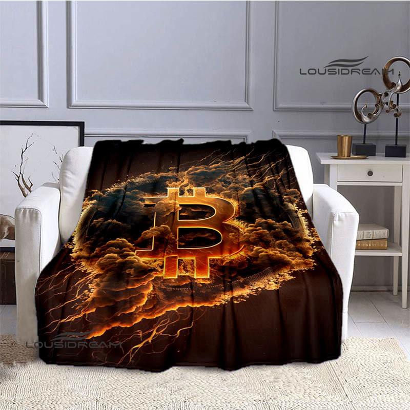 Bitcoin Fashion Printed Blanket Kids Warm Blanket Flannel Soft Cozy Blanket Sofa Bed Blanket Travel Blanket Birthday Gift