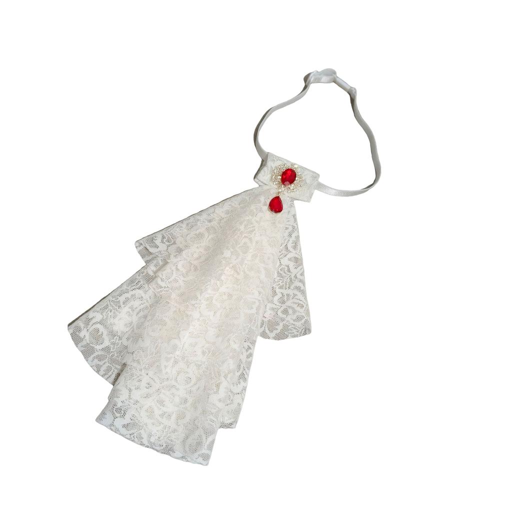 Women's Multilayer Lace Ruffle Crystal Faux Collar Gothic Victorian Detachable Jabot Collar Steampunk Clothing Accessory