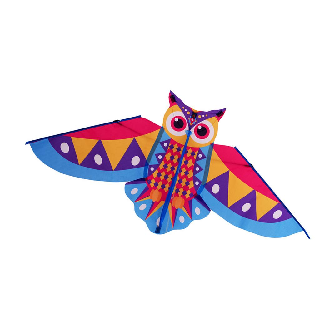Durable Owl Kite For Kids Outdoor Activities Colorful Long Tail Design High Wind Resistance Fiberglass Frame Easy Assembly Foldable Travel Toy