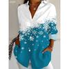 Women's 2025 Long Sleeve Shirt, Polyester Blend Slim Fit, Snowflake Elegant Graphic Casual Daily Wear, Spring Autumn Blouse Tops