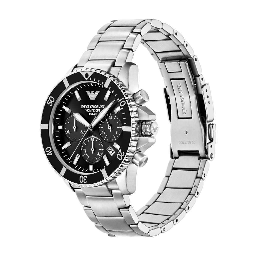Emporio Armani World Explorer Chronograph Stainless Steel AR11739 Men's Solar-Powered Watch,