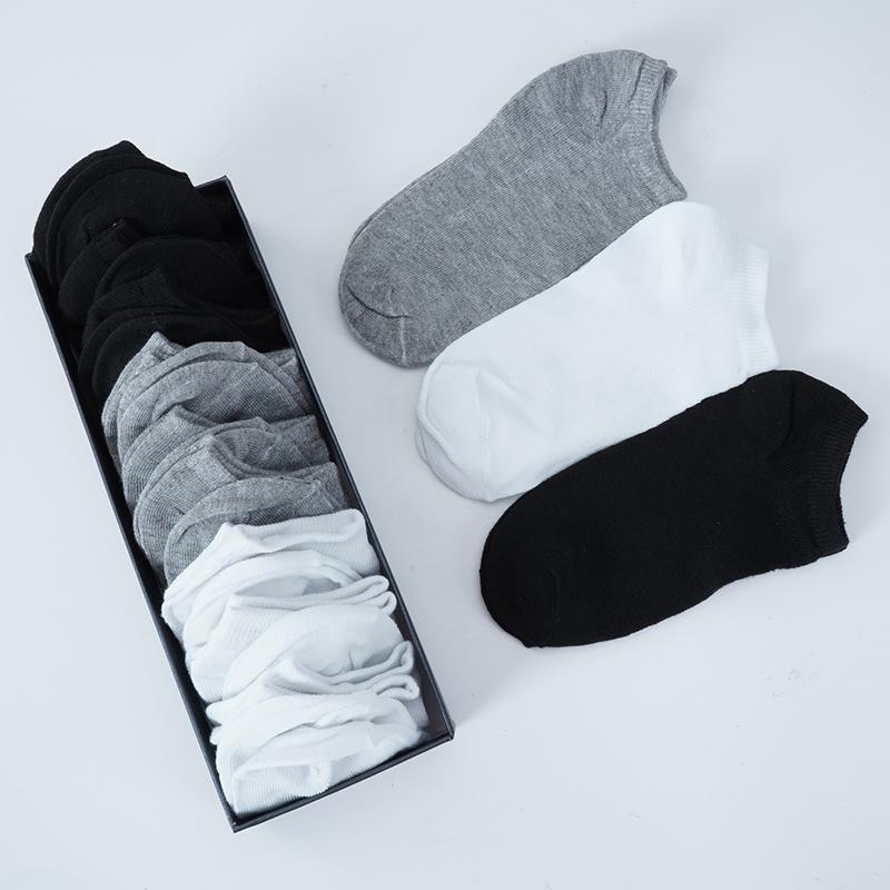 5 пар мужских дышащих спортивных носков, однотонные белые, черные, хлопковые носки-лодочки, носки до щиколотки