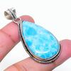 Natural Larimar Gemstone Handmade 925 Sterling Silver Jewelry Pendant 2.05" AP-15341