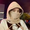 Women's Hats for Winter Riding Cold Proof Mask Integrated Warm Scarf Hooded with Velvet Thickened Windproof Lei Feng Hat