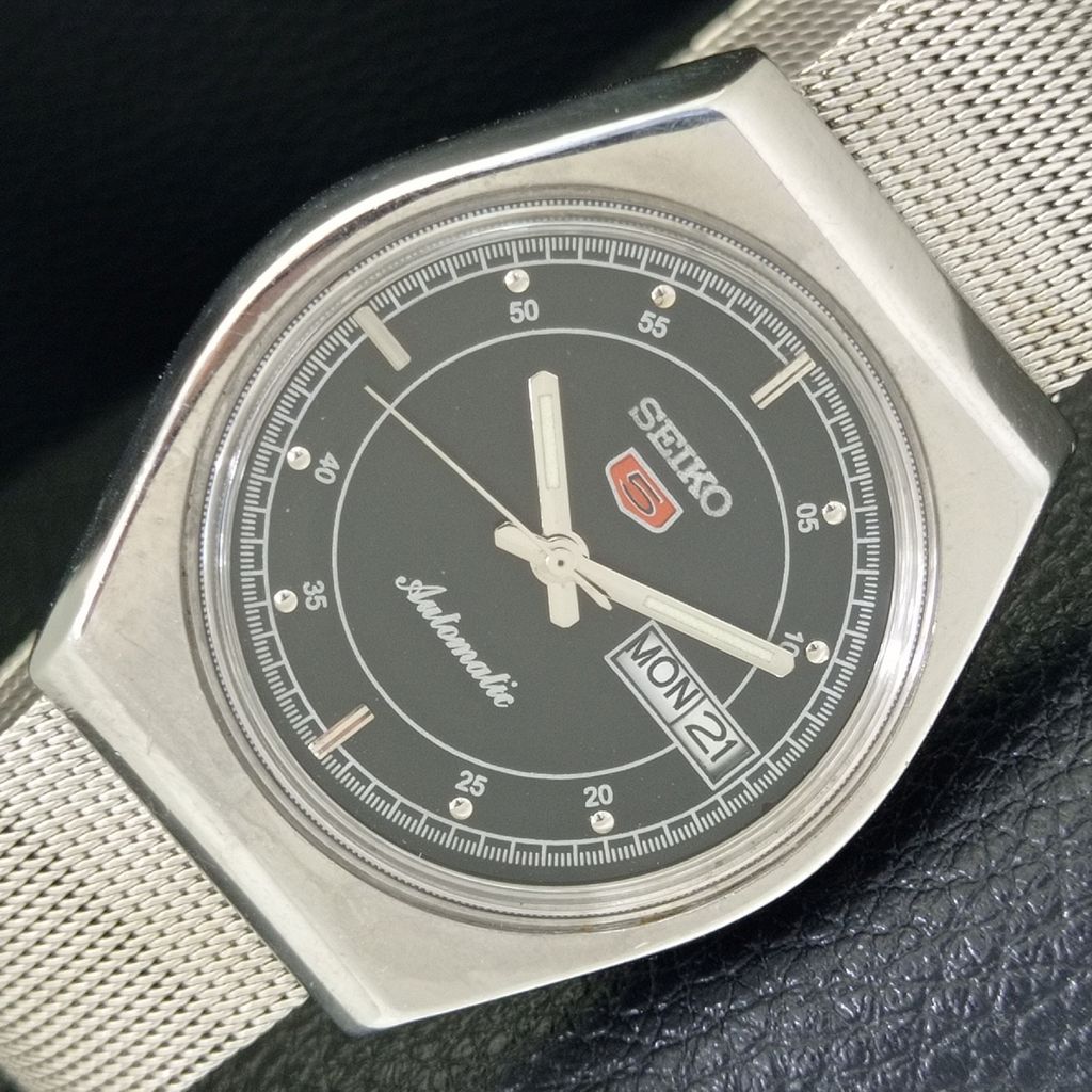 ЯПОНСКИЕ ВИНТАЖНЫЕ АВТОМАТИЧЕСКИЕ ЧАСЫ SEIKO 5 6309A МУЖСКИЕ ЧЕРНЫЙ ЦВЕТ ЦИФЕРБЛАТ a701661-5