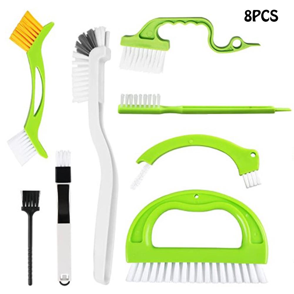 Набор из 8 зеленых чистящих щеток для швов, зазоров и щелей в полу