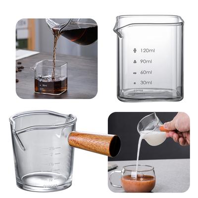 90/100/120 мл Стеклянный мерный стакан Двойной/Одинарный носик Мерный стакан для молока и эспрессо с ручкой Кухонная стеклянная кружка Кофейные принадлежности