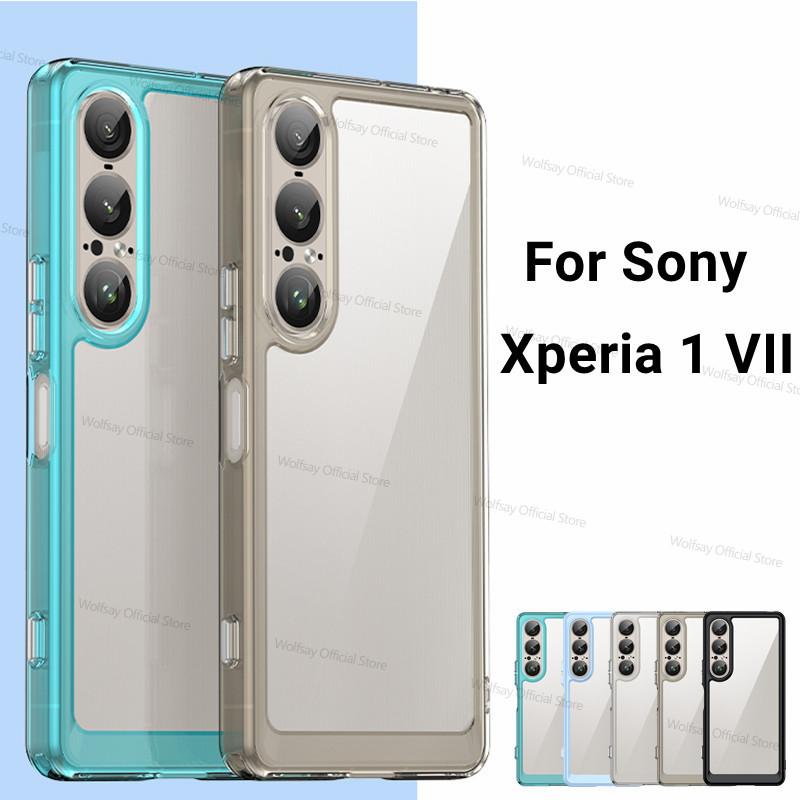 Для чехла Sony Xperia 1 VII Чехол Sony Xperia 1 VII ТПУ Прозрачный ПК + Силиконовый Ударопрочный Защитный Чехол для Телефона Sony Xperia 1 VII