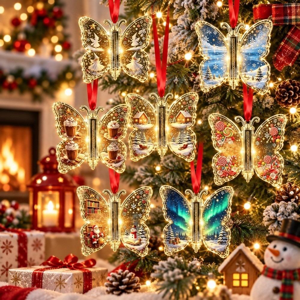 Santa Claus Christmas Tree Ornaments Butterfly Hanging Decorations Home Decoration