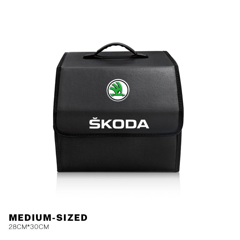 HIAQ2 Car Trunk Storage Box Leather Tidying Organizer Bag For Skoda Octavia Superb Rapid Kodiaq Karoq Fabia Kamiq Vision RS Yeti Scala