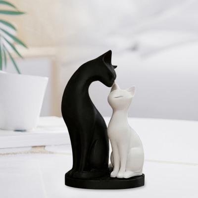 Съемная скульптура пары кошек, 3D-печатная элегантная фигурка кошачьей пары, романтическое украшение для любителей кошек для дома, гостиной, офисного стола