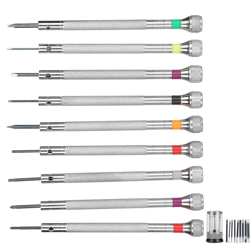 Набор из 9 часовых отверток с основанием, сплавные шлицевые крестовые часовые отвертки, аксессуары