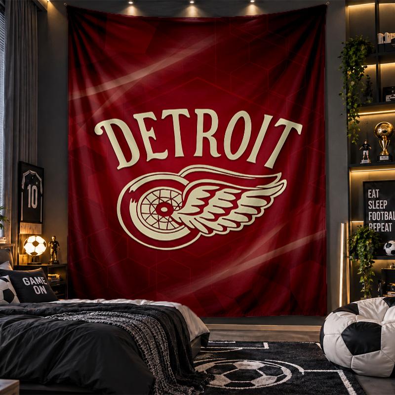 Wall Hanging Tapestry Detroit Red Wings Print Cloth for Living Room Bedroom Home Decor