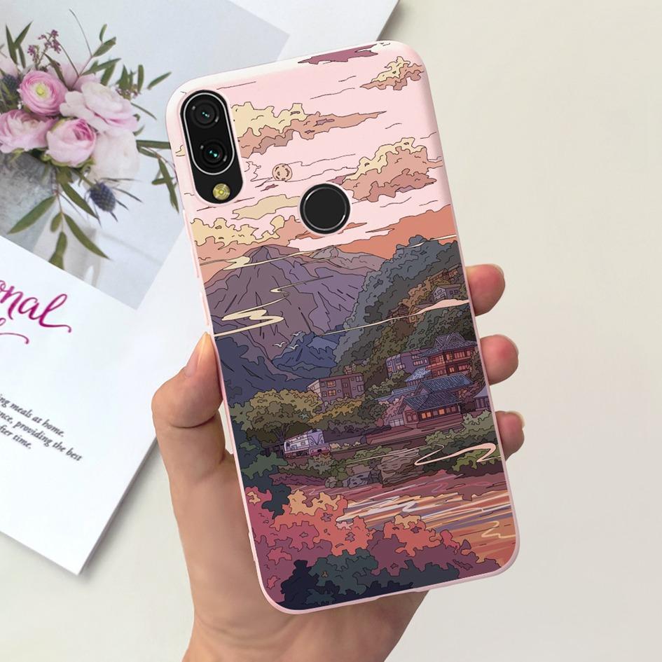 For Xiaomi Redmi 7 7A Case Luxury Marble Landscape Bumper Soft Silicone Back Cover For Xiaomi Redmi Note 7 Pro Note7 Phone Cases