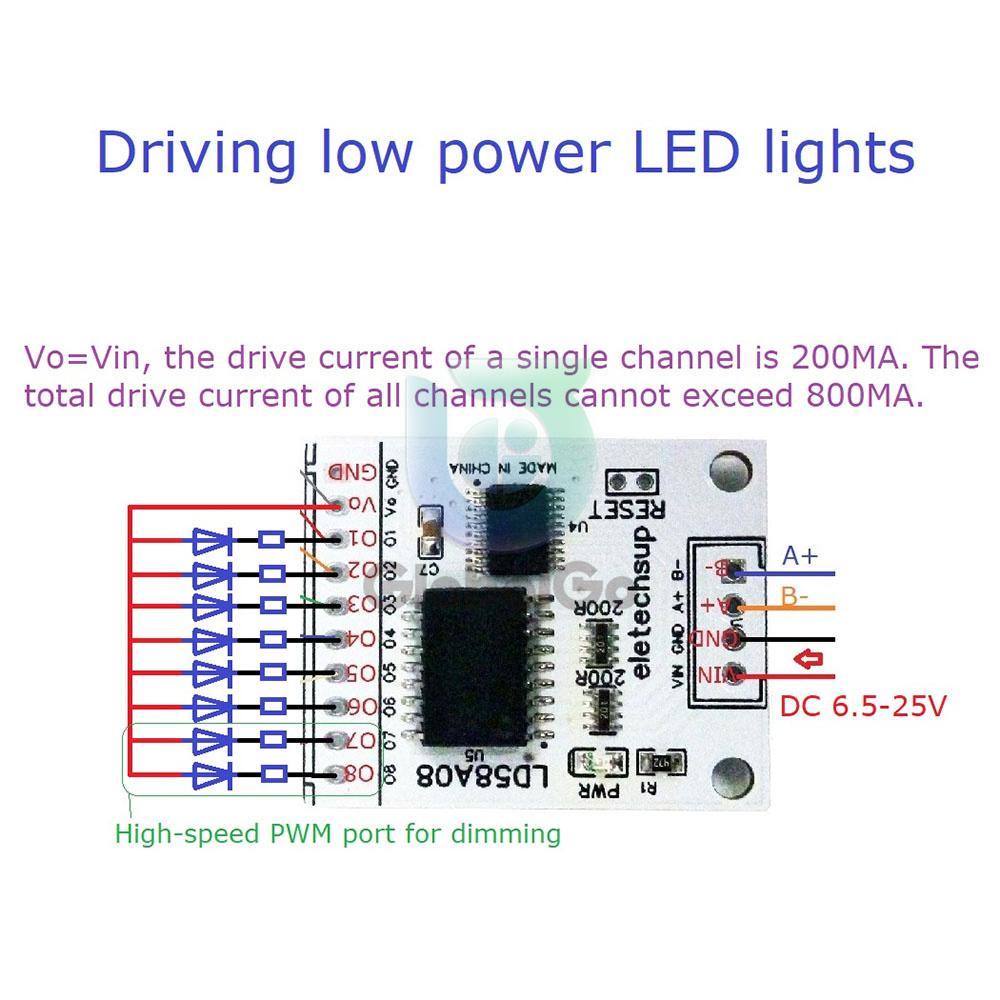 8ch RS485 Modbus RTU DO/PWM Output Multifunction MOS Driver Board for Multilayer Signal Lights LED Relay Solenoid Valves Motor