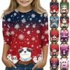 Рождественские детские топы с рукавом 3/4, повседневная футболка с принтом, на каждый день, пуловер с круглым вырезом, блузка