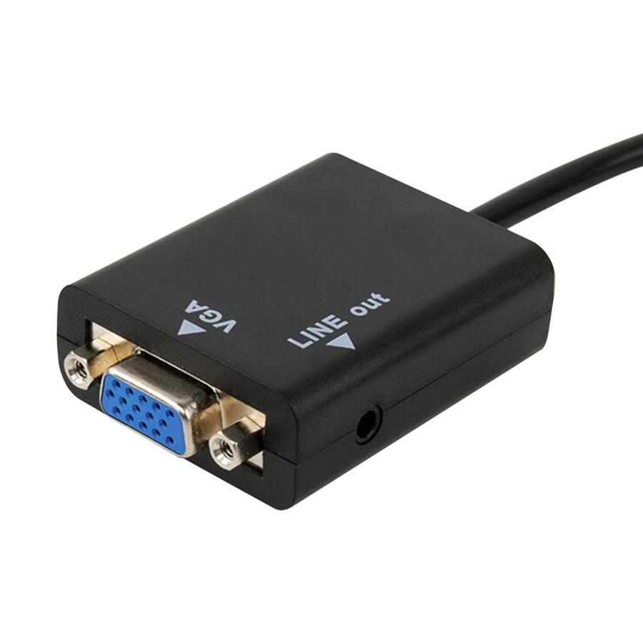 1×Черный конвертер HDMI в VGA с аудиокабелем 3,5 мм Адаптер видеовыхода ПК DVD